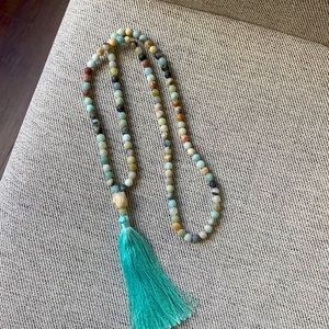 Mala prayer beads aquatic Amazonite stones.